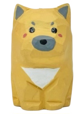 椴木木雕萨摩边牧田园犬摆件