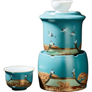 容山堂瑞鹤温酒器老中式陶瓷酒精加热座烫酒黄酒杯中国风酒具