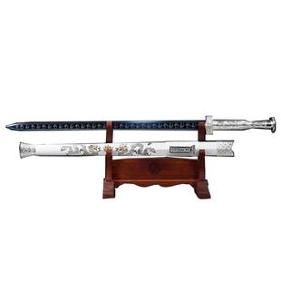 八面剑秦剑锰钢一体钢宝剑汉剑长剑硬剑金属刀剑冷兵器抖音未开刃