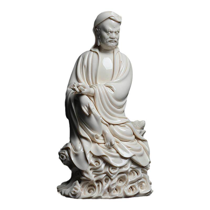 戴玉堂陶瓷摆件《坐岩持经书达摩神像》兰全盛装饰佛像客厅艺术品