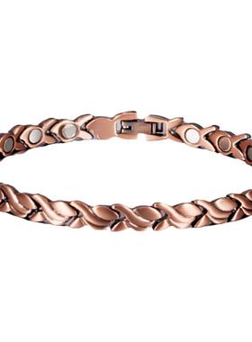 2024新款纯红铜紫铜手链男女同款复古磁石能量抗疲劳手环简约饰品