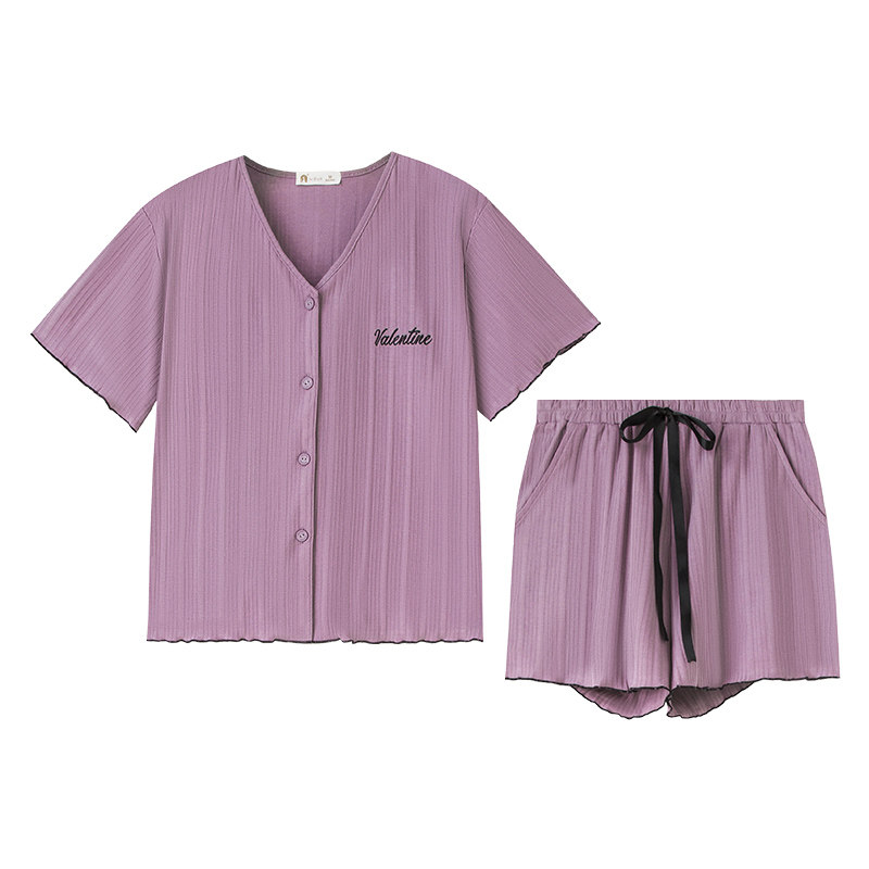妮狄娅夏季纯棉开衫款家居服套装