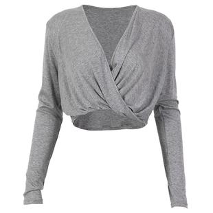 DCW运动罩衫上衣女宽松显瘦轻薄短款健身长袖普拉提训练瑜伽服t恤