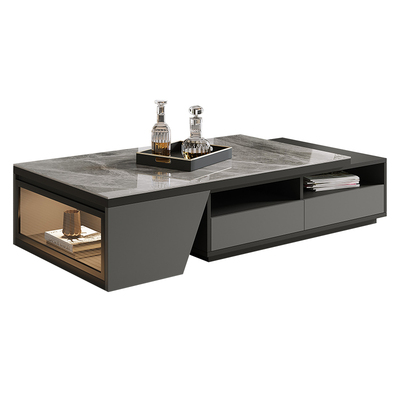 岩板玻璃茶几电视柜轻奢伸缩实木