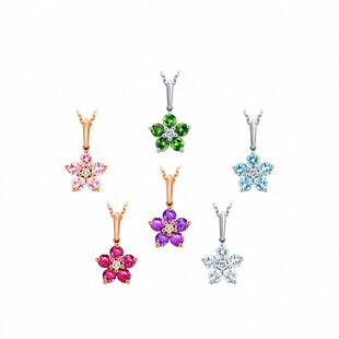 新款enzo 生辰之悦 18K金多彩宝石吊坠花朵女多款送银链新春礼物