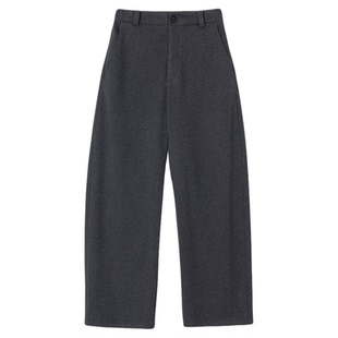 FANLE STUDIOS保暖加绒加厚醋酸羊毛一条过冬时髦弧形羊毛阔腿裤