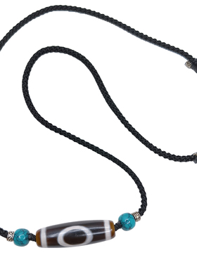 天珠项链男女横穿挂绳一二眼绿松石文玩配饰老料玛瑙天然西藏真品