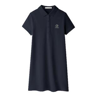 HLA/海澜之家蛇年贺岁翻领POLO裙春夏新款刺绣透气连衣裙女装