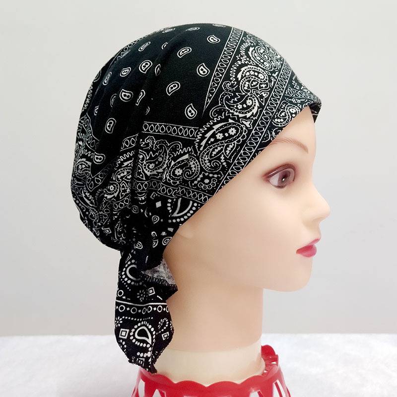 新品 弹力棉头巾帽 套头帽 光头帽单层薄款花色包头帽外贸货源