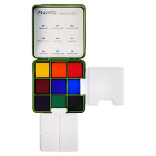 马蒂尼迷你新品小绿盒小红盒小画板光芒9色九色便携旅行随身固体水彩颜料套装春节生日礼物绘画工具美术专用