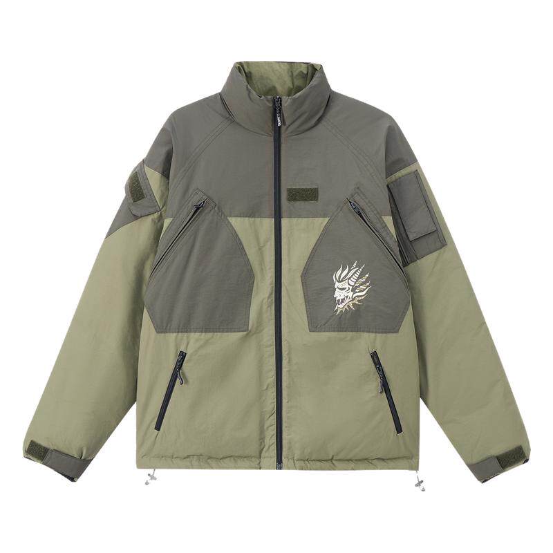 ONIARAI/鬼洗25秋冬新品多口袋工装拼色立领棉服外套男式 B340243