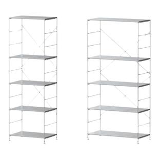 霜山201不锈钢置物架客厅多层收纳架工业风落地书架衣物储物架子