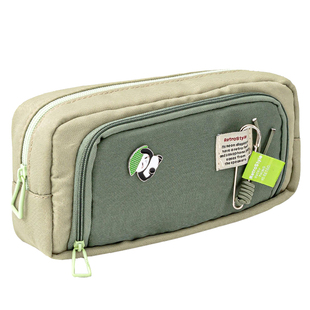 【熊猫贴贴】绿色别针笔袋高中女生简约大容量文具盒初中学生女孩版高颜值铅笔盒儿童小学生男孩子2024年新款