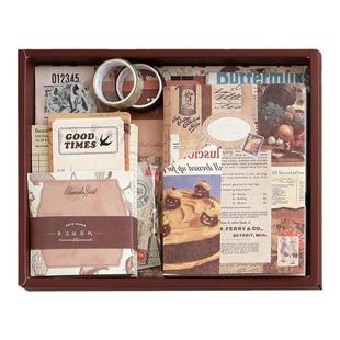 复古文艺ins风手账本套装笔记本文具礼盒高颜值日记本女孩小清新手帐胶带贴纸便签素材大礼包送闺蜜生日礼物