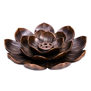 弘毅斋荷风莲花香铜插家用茶道多孔线香炉座熏香托供奉仿古香薰炉