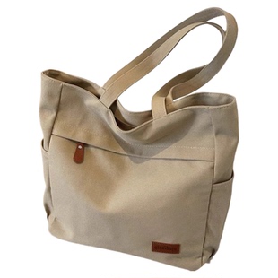 时尚大容量包包女大学生上课手提布袋上班帆布单肩通勤托特妈咪包