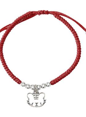 S925纯银红绳手链女生闺蜜老虎年本命年手绳生肖红色新年生日礼物