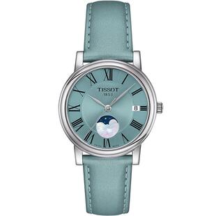 【自营】Tissot天梭卡森臻我系列女士石英表月相显示女表皮带手表