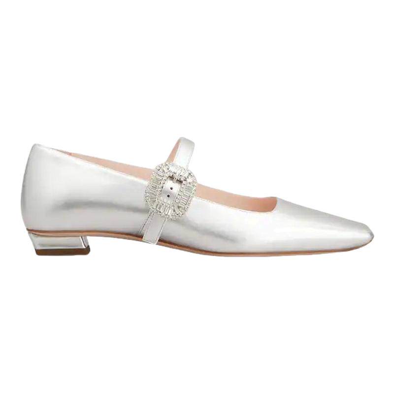 RogerVivier/罗杰维维亚女士芭蕾舞鞋小牛皮迷你水晶搭扣新款