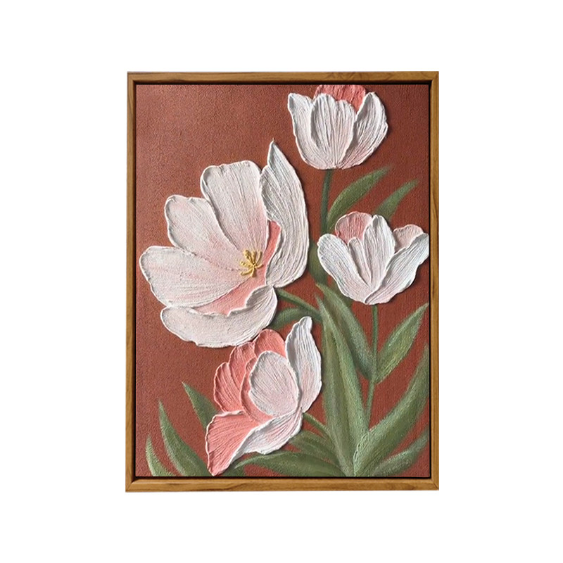 郁金香鸢尾花卉石英砂肌理画DIY
