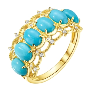 ILCO尤珂「松间月」18k金天然原矿绿松石吊坠/耳饰/钻石戒指套装