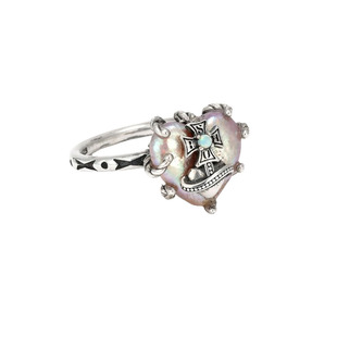 睡莲生生世世 原创设计925纯银天然珍珠戒指爱心星球元素小众指环