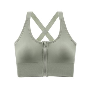 前拉链运动内衣女防震防下垂高强度瑜伽背心带胸垫文胸罩大胸显小