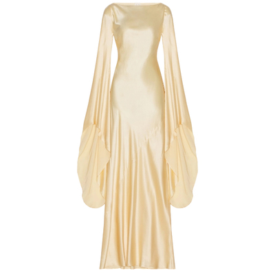 [冬季新品]Helsa希腊雕塑感缎面长袖连衣裙香槟色静奢风女REVOLVE