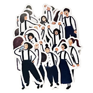 情绪像素小人物手帐贴纸包 可爱女孩表情ins日常简洁插画装饰素材