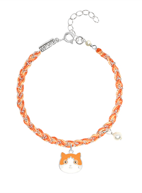 thisness喵星球纯银橘色猫咪手链