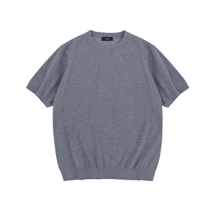 IDLT 针织T恤桑蚕丝混纺正肩短袖男女简约通勤休闲基础老钱欧美