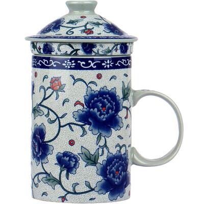 茶杯青花瓷虎匠带把手复古