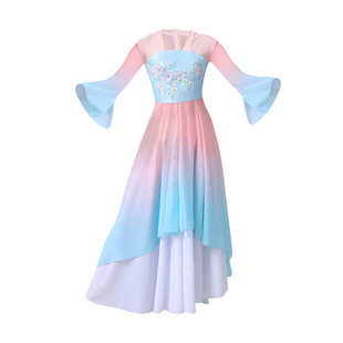 女童汉唐古典舞服装仙气飘逸唯美演出服古风花伞舞月下知否舞蹈服