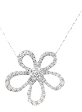 白金花朵项链大气夸张百搭