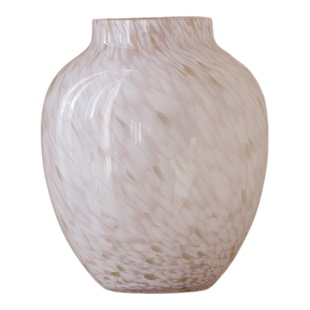 米子家居超好看花瓶粉色琉璃客厅摆件大肚轻奢高档法式设计感花器