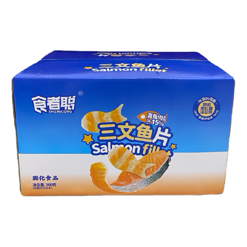 食者聪黑松露海盐三文鱼脆片解馋追剧开袋即食休闲零食小吃300g装