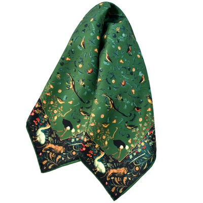 BUSYEGG真丝小方巾森林系小丝巾