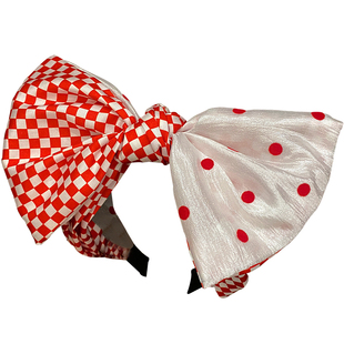 宽边格子波点蝴蝶结发箍女款高颅顶洋气时尚发卡日常外戴洗脸头箍