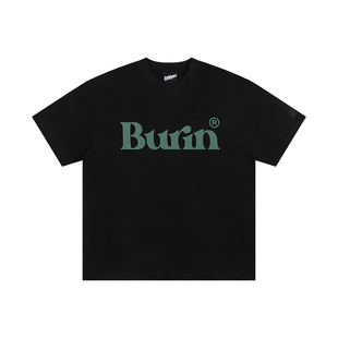 BURNIN*融合LOGO短袖T恤男女纯棉简约休闲圆领情侣上衣体恤衫国潮