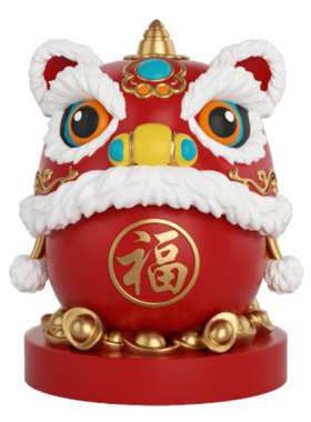 新年国潮醒狮存钱罐摆件定制