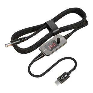100W可调PD线TypeC转DC诱骗线光猫路由器风扇充电线5v9v12v15v20v可切换电压双按键3A笔记本电脑转换器诱骗
