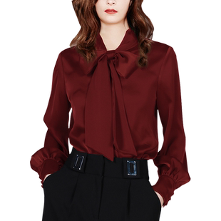 设计感气质酒红色衬衫女2025春秋新款长袖百搭外穿上衣高级感衬衣