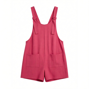 Suspended one piece shoulder shorts女士吊带宽松连体背带短裤