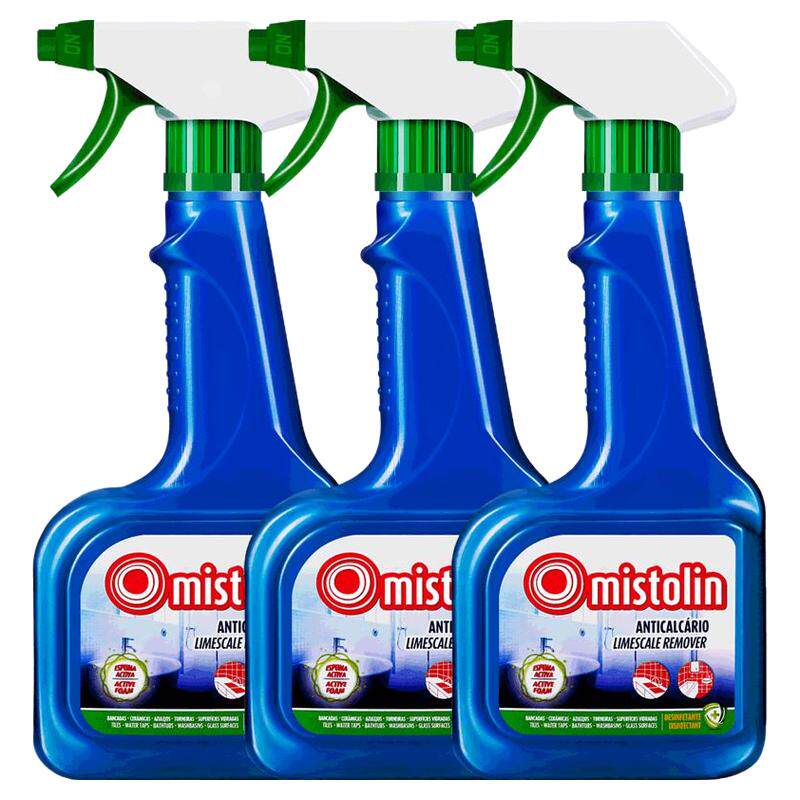 mistolin水垢清洁剂浴室玻璃花洒水龙头除垢地砖不锈钢护理 3瓶装
