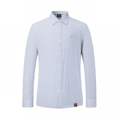 七匹狼条纹纯棉长袖衬衫