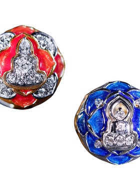 「贵人“圆”」 天月二德红蓝珐琅双面设计18k金钻石吊坠串珠两用