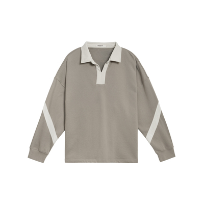 BODYDREAM撞色拼接Polo衫男士国潮复古翻领长袖休闲宽松落肩上衣