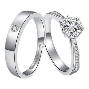 仿真钻戒情侣结婚对戒活口可调节戒指婚礼仪式当天用一对假道具