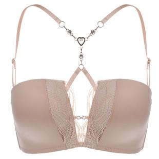 依曼丽性感四角杯钢圈内衣女 小胸聚拢上托深V半杯美背防滑文胸