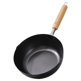 【自营】煌铁锅日本进口一人小炒菜锅无涂层平底铁锅家用燃气24cm